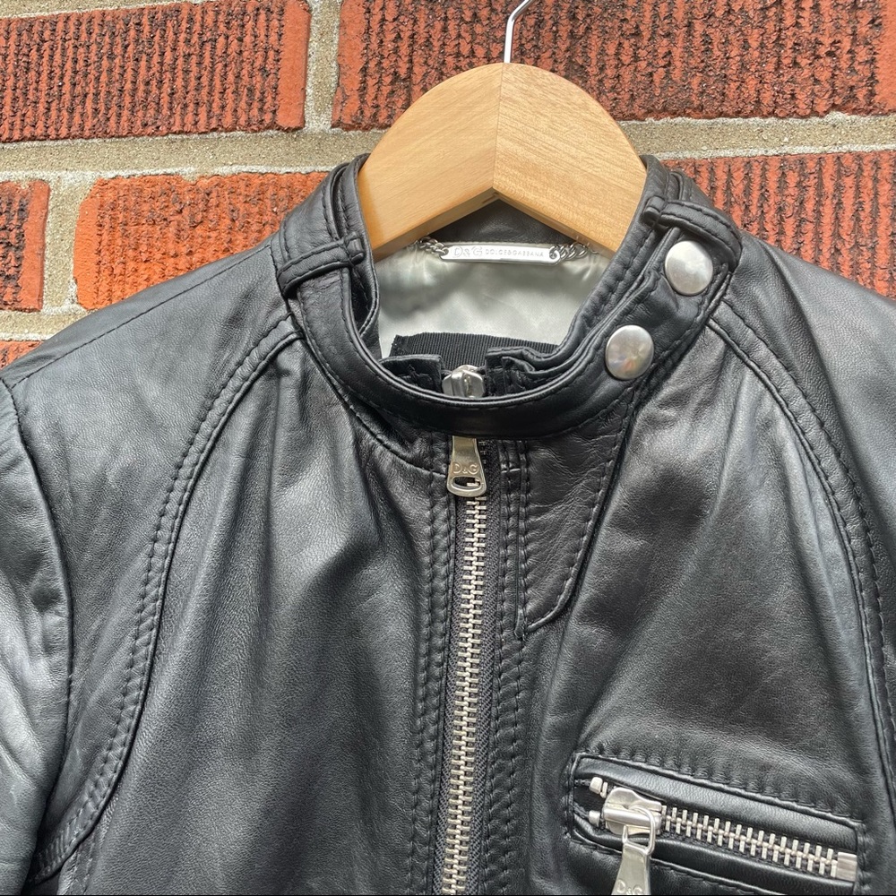 Dolce and Gabbana Lamb Leather Moto Jacket - Picture 6 of 16